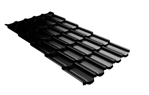 Металлочерепица квинта плюс с 3D резом 0,5 GreenСoat Pural Matt RR 33 черный (RAL 9005 черный) купить в Бугуруслане