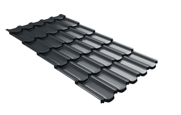 Металлочерепица квинта плюс с 3D резом 0,5 Satin RAL 7016 антрацитово-серый купить в Бугуруслане