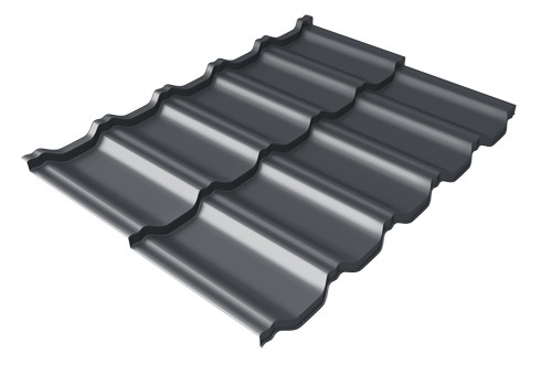Металлочерепица модульная Квинта Uno Grand Line c 3D резом 0,45 Drap RAL 7024 мокрый асфальт купить в Бугуруслане