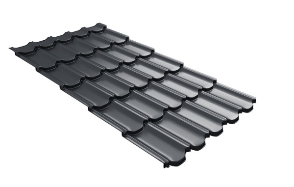 Металлочерепица квинта плюс с 3D резом 0,5 Satin Мatt RAL 7024 мокрый асфальт купить в Бугуруслане
